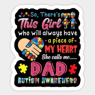 womens res this girl she calls me dad autism awareness Sticker